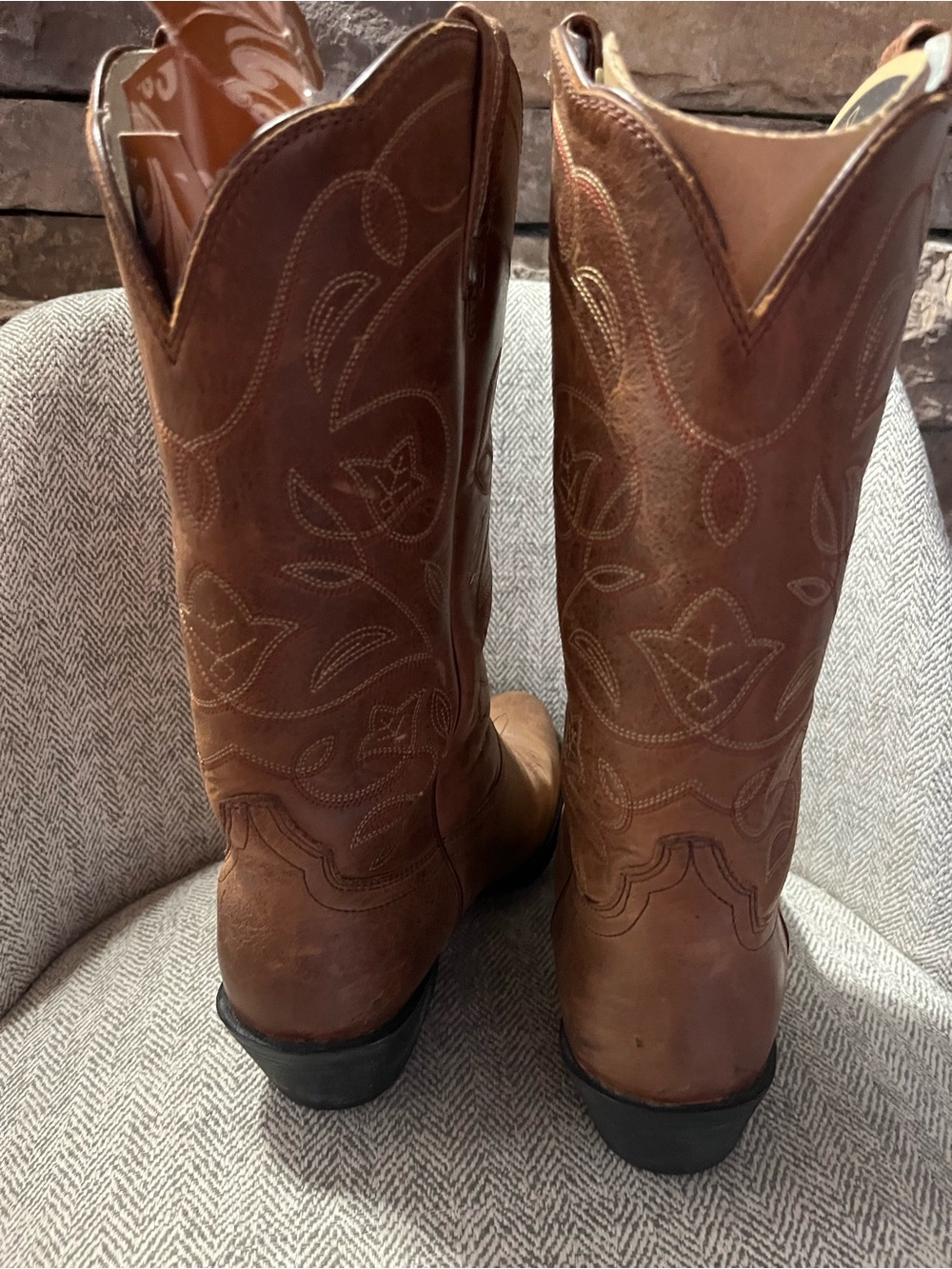 Ariat Heritage R Toe Brown Leather Western Cowboy Boots Women’s 7.5 - Picture 5 of 7